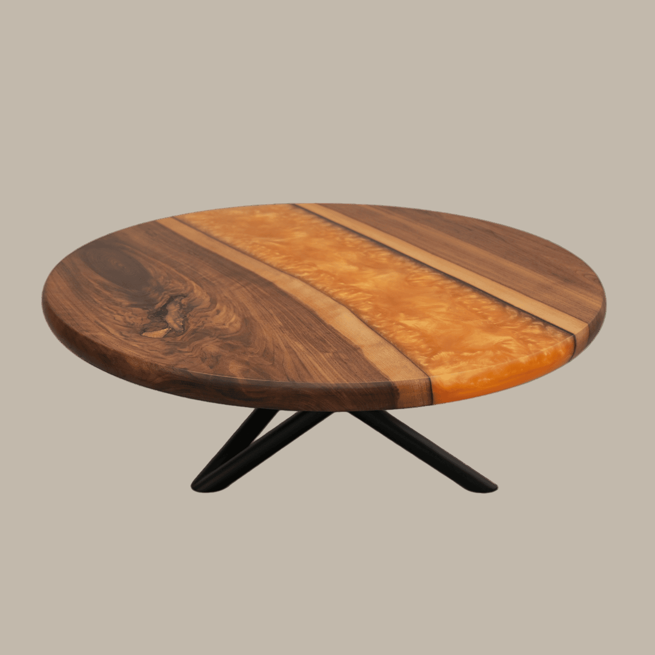 Runder Epoxidharz Tisch in gold